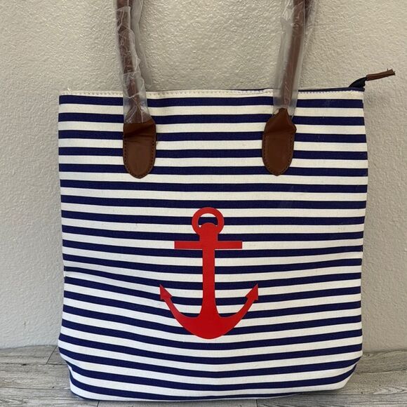 Chi Nautical Blue & White Tote with Anchor Design NWOT - Picture 1 of 9